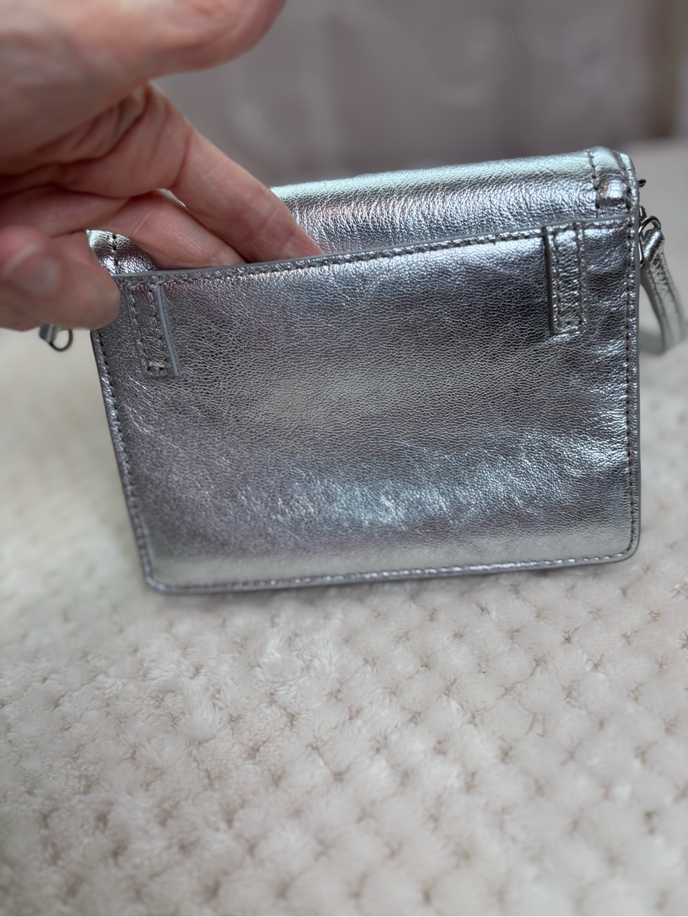 Loeffler Randall Silver Leather Metallic Crossbody Bag - Picture 8 of 16